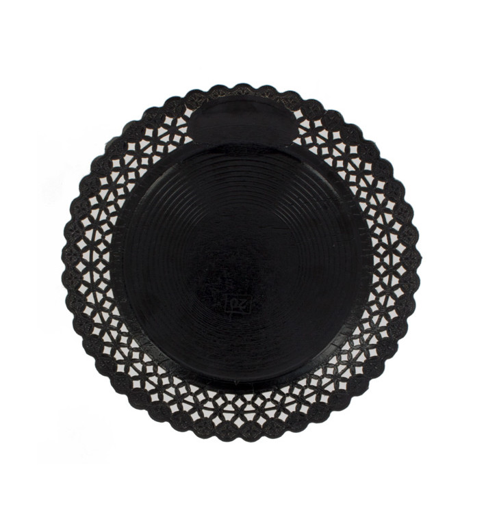 Assiette en Carton Ronde Dentelle Noir 20 cm (100 Utés) Assiette en Carton Ronde Dentelle Noir 20 cm (100 Utés)