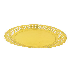 Assiette en Carton Ronde Dentelle Doré 30 cm (50 Utés)