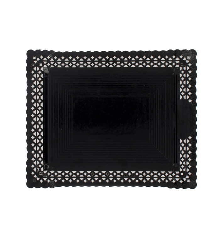 Plateau en Carton Dentelle Noir 18x25 cm (50 Utés) Plateau en Carton Dentelle Noir 18x25 cm (50 Utés)