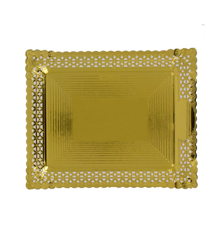 Plateau en Carton Dentelle Doré 35x41 cm (100 Utés) Plateau en Carton Dentelle Doré 35x41 cm (100 Utés)