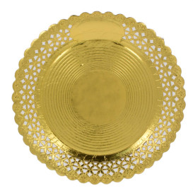 Assiette en Carton Ronde Dentelle Doré 38 cm (50 Utés)