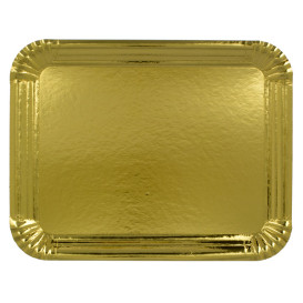 Plat rectangulaire en Carton Doré 25x34 cm (100 Unités)