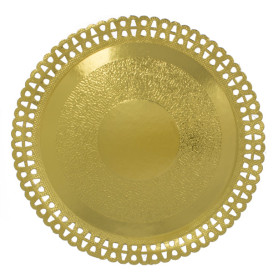 Assiette en Carton Ronde Dentelle Doré 260 mm (50 Utés)