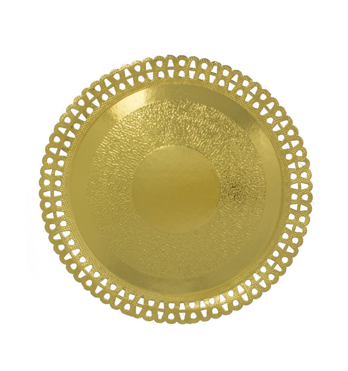 Papieren bord Rond vormig goud 2,90cm (50 stuks) Papieren bord Rond vormig goud 2,90cm (50 stuks)