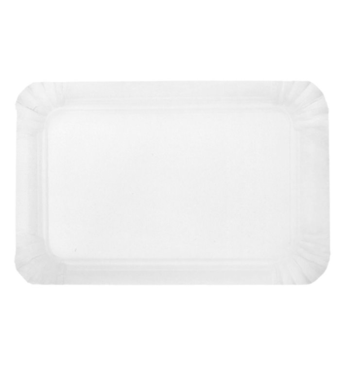 Plat rectangulaire en Carton Blanc 14x21 cm (100 Unités)