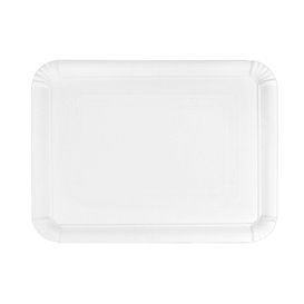 Plat rectangulaire en Carton Blanc 20x27 cm (100 Unités)