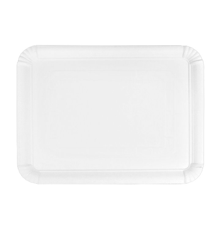 Papieren dienblad Rechthoekige vorm wit 20x27 cm (800 stuks) Papieren dienblad Rechthoekige vorm wit 20x27 cm (800 stuks)
