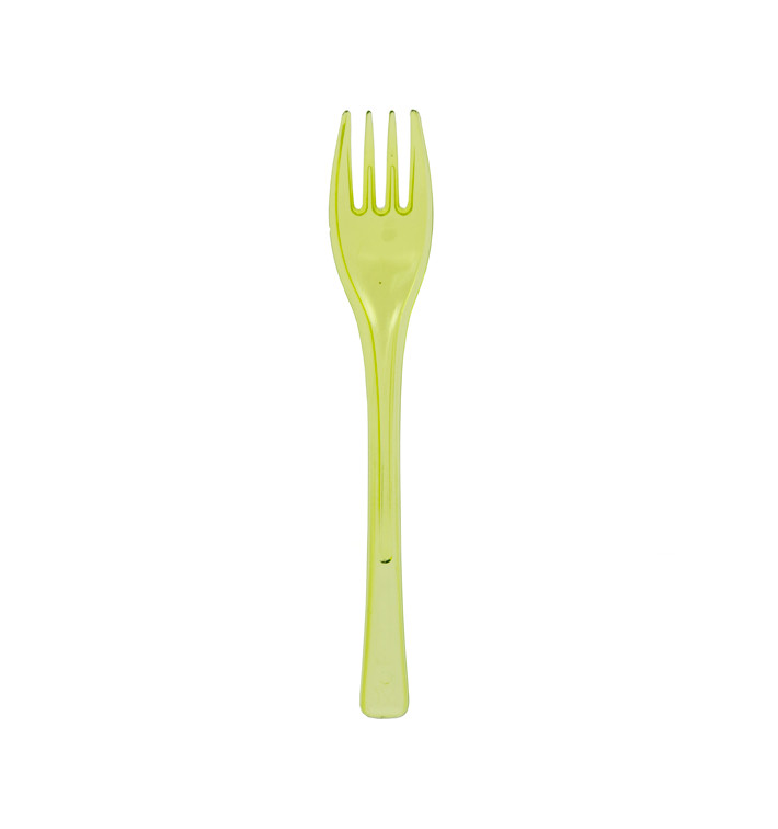 Plastic PS vork "Flen" limoengroen transparant 14cm (50 stuks) Plastic PS vork "Flen" limoengroen transparant 14cm (50 stuks)