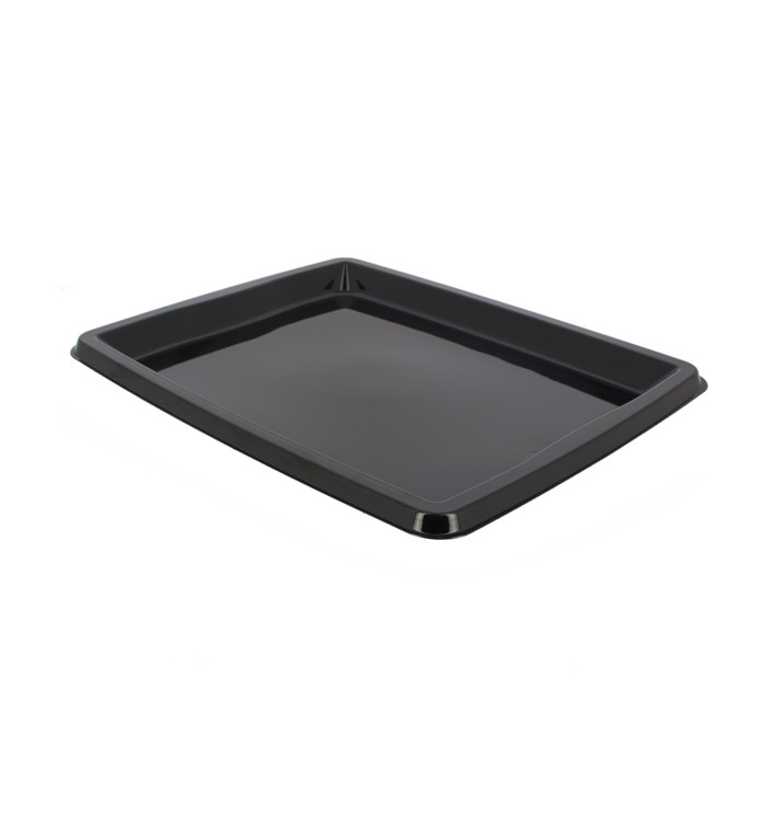 Plateau Plastique Rectangulaire Noir 316x265x20mm (50 Unités)