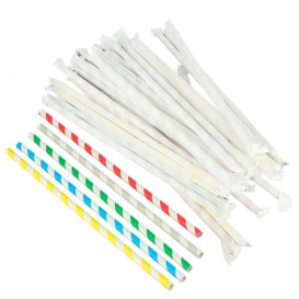 Paille Flexible Papier Assortiment Emballé Ø6mm 230mm (6000 Utés)