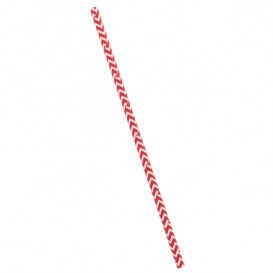Papieren rechte rietjes rood en wit Ø0,6cm 20cm (100 stuks) 