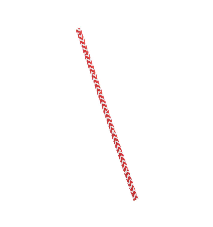 Paille Droite Papier Rouge et Blanc Ø6mm 20cm (100 Utés) Paille Droite Papier Rouge et Blanc Ø6mm 20cm (100 Utés)