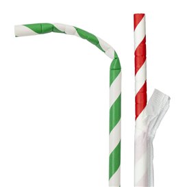 Papieren flexibele rietjes pakket verpakt Ø0,6cm 23cm (6000 stuks)