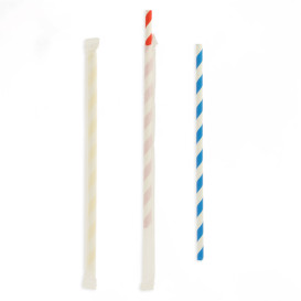 Paille Flexible Papier Assortiment Emballé Ø6mm 230mm (6000 Utés)