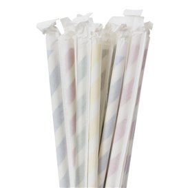 Papieren flexibele rietjes pakket verpakt Ø0,6cm 23cm (6000 stuks)