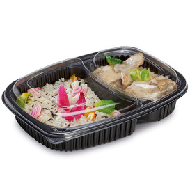 Plastic PP Container Rechthoekige vorm 2C 1250ml 25,5x18,9x4,5cm (320 stuks)