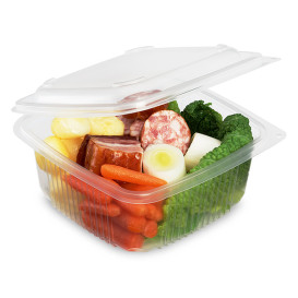 Boîte avec charnière PP Transparent 830ml 158x155mm (300 Utés)