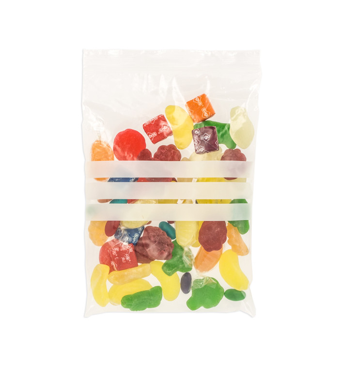 Sac en PE Fermeture zip à bandes blanches 10x15cm G160 (1000 Utés) Sac en PE Fermeture zip à bandes blanches 10x15cm G160 (1000 Utés)