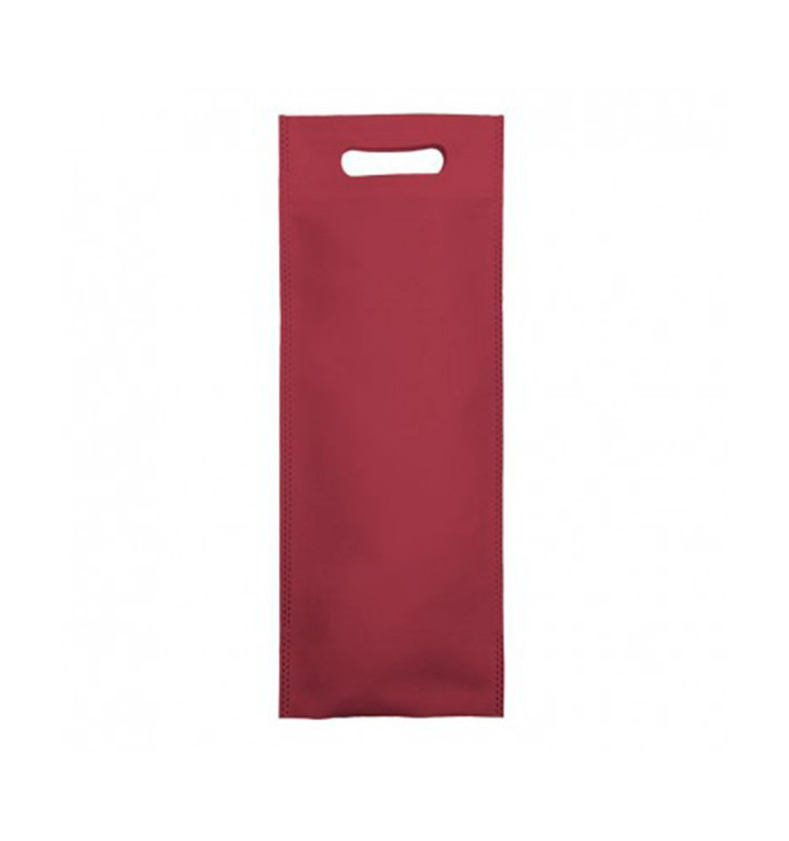 Niet geweven tas met gestanste handgrepen bordeauxrood 17+10x40cm (25 stuks)