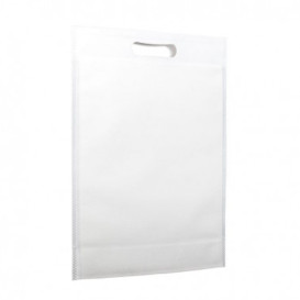 Sac Non-Tissé avec Anses Découpées Blanc 30+10x40cm (200 Utés)