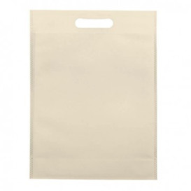 Niet geweven tas met gestanste handgrepen crème 30+10x40cm (25 stuks)