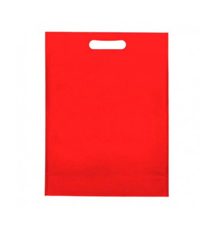 Niet geweven tas met gestanste handgrepen rood 30+10x40cm (25 stuks) Niet geweven tas met gestanste handgrepen rood 30+10x40cm (25 stuks)