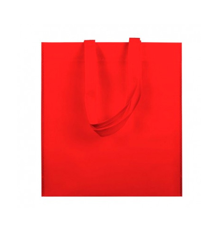 Niet geweven tas met korte hengsels rood 38x42cm (25 stuks)
