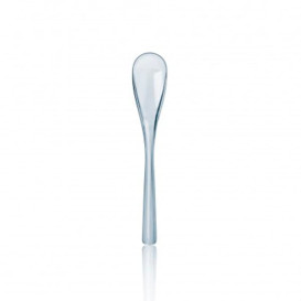 Plastic PS thee lepel "Mokkalepel" transparant 10cm 