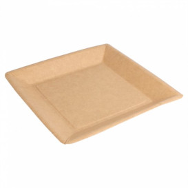 Assiette en Papier Biocoated Naturel Carrée 23cm (400 Utés)