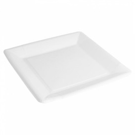 Assiette en Papier Biocoated Blanc Carrée 23cm (20 Utés)