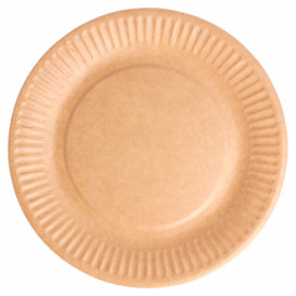 Assiette en Papier Biocoated Naturel Relief Ø18cm (20 Utés)