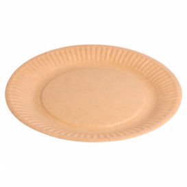 Assiette en Papier Biocoated Naturel Relief Ø18cm (20 Utés)