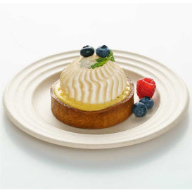 Assiette Canne à Sucre Premium Wave Naturel Ø18cm (50 Unités)