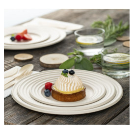 Assiette Canne à Sucre Premium Wave Naturel Ø18cm (50 Unités)