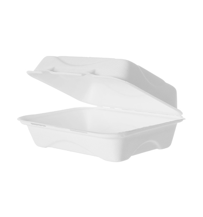 Suikerriet Gescharnierd Container wit 23x15x7,5cm (50 stuks) Suikerriet Gescharnierd Container wit 23x15x7,5cm (50 stuks)
