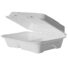 Suikerriet Gescharnierd Container wit 2C 23x15x7,5cm (250 stuks)