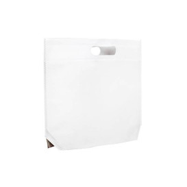 Sac Non-Tissé avec Anses Découpées Blanc 34+8x26cm (200 Utés)