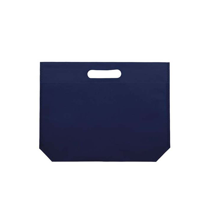 Sac Non-Tissé avec Anses Découpées Bleu Électrique 34+8x26cm (200 Utés)