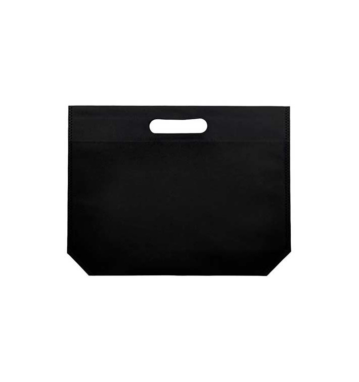 Sac Non-Tissé avec Anses Découpées Noir 34+8x26cm (25 Utés) Sac Non-Tissé avec Anses Découpées Noir 34+8x26cm (25 Utés)