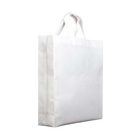 Sac Non-Tissé PREMIUM avec Anses Courtes Blanc 25+10x30cm (25 Utés)