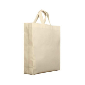 Sac Non-Tissé PREMIUM avec Anses Courtes Crème 25+10x30cm (25 Utés)