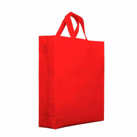 Sac Non-Tissé PREMIUM avec Anses Courtes Rouge 25+10x30cm (25 Utés)