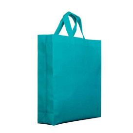 Sac Non-Tissé PREMIUM avec Anses Courtes Aigue-Marine 25+10x30cm (25 Utés)