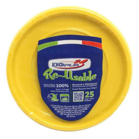 Assiette Creuse Plastique Ronde Octogonal Jaune Ø220 mm (25 Utés)