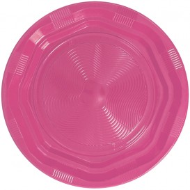 Plastic bord Diep Achthoekig Rond vormig roze Ø22 cm (250 stuks)