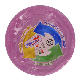Assiette Creuse Plastique Ronde Octogonal Rose Ø220 mm (250 Utés)