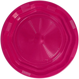 Assiette Creuse Plastique Ronde Octogonal Fuchsia Ø220 mm (25 Utés)