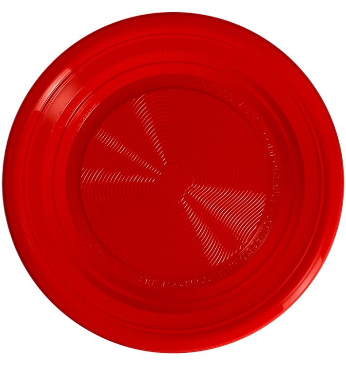 Assiette Amidon Maïs PLA Plate Rouge Ø170 mm (425 Utés)