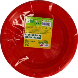 Assiette Amidon Maïs PLA Plate Rouge Ø170 mm (425 Utés)