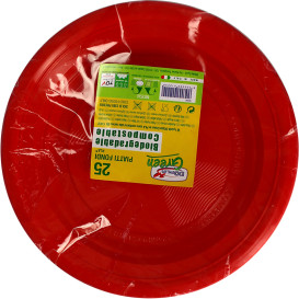 Assiette Amidon Maïs PLA Creuse Rouge Ø220 mm (25 Utés)